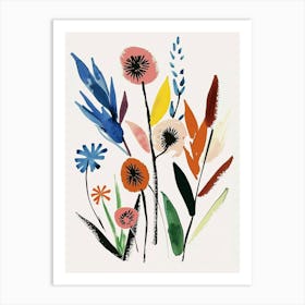 Painted Florals Fountain Grass 3 Art Print