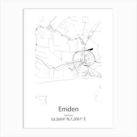 Emden,Germany Minimalist Map Art Print