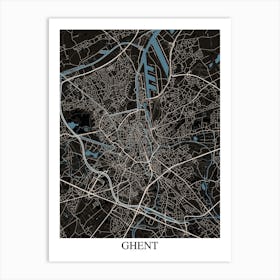 Ghent Black Blue Art Print