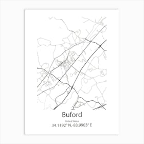 Buford,United States Minimalist Map 1 Art Print