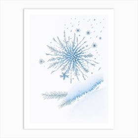Frost, Snowflakes, Pencil Illustration 1 Art Print