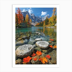 Autumn Leaves In A Lake Art Print