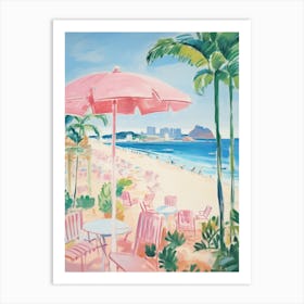 San Vito Lo Capo, Sicily   Italy Beach Club Lido Watercolour 3 Art Print