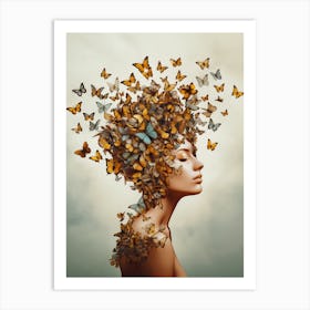 Head full of Butterflies Art Print