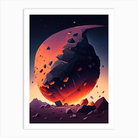 Meteorite Comic Space Space Art Print