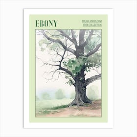 Ebony Tree Atmospheric Watercolour Painting 2 Poster Art Print