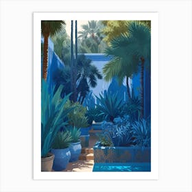 Blue tropical plants 1 Art Print