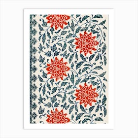 Blue And Red Flowers Art Print