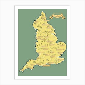 Vintage England Map Art Print