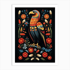 Folk Bird Illustration Hawk Art Print