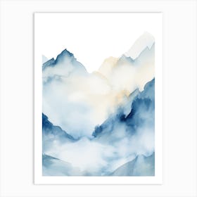 Watercolor Mountains Background Art Print