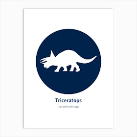 Dinosaur Triceratops Blue Nursery Art Print