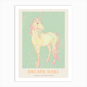 Rainbow Pastel Unicorn Storybook Style 2 Poster Art Print