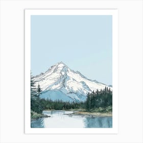 Mount Baker Usa Color Line Drawing (8) Art Print