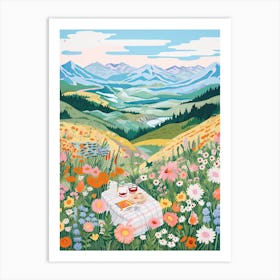 Summer Picnic With Flowers Art Print