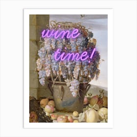 Wine time! Vintage altered art Art Print