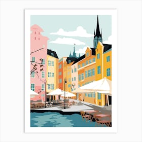 Helsingborg, Sweden, Flat Pastels Tones Illustration 1 Art Print