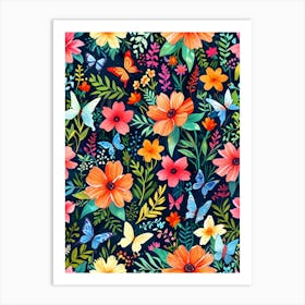 Floral Seamless Pattern 5 Art Print