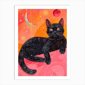 Black Cat In Space 4 Art Print