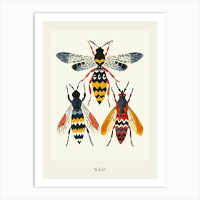 Colourful Insect Illustration Wasp 3 Poster Art Print