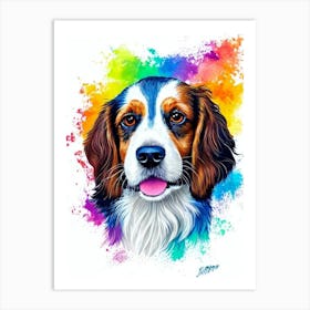 Welsh Springer Spaniel Rainbow Oil Painting Dog Art Print