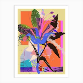 Bluebell 1 Neon Flower Collage Art Print