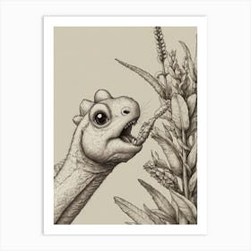 Dinosaur Eating Plants Art Print