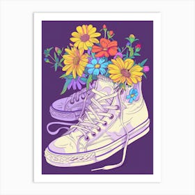 Retro Sneakers With Flowers 90s 6 Art Print