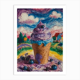 Blueberry Ice Cream Art Print