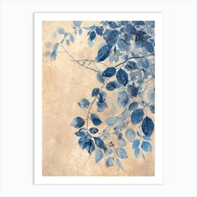 Blue Leaves Canvas Print 2 Art Print