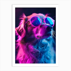 Beautiful Dog Under Neon Lights 7 Art Print