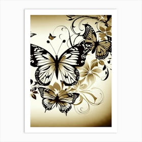 Black And White Butterflies 13 Art Print