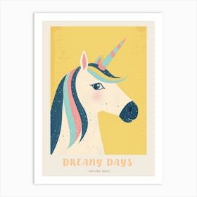 Pastel Block Colour Unicorn 2 Poster Art Print