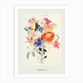 Impatiens 3 Collage Flower Bouquet Poster Art Print