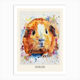 Guinea Pig Colourful Watercolour 4 Poster Art Print