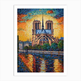 Notre Dame Paris France Paul Signac Style 6 Art Print