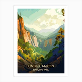 Kings Canyon National Park Travel Poster Illustration Style 2 Art Print