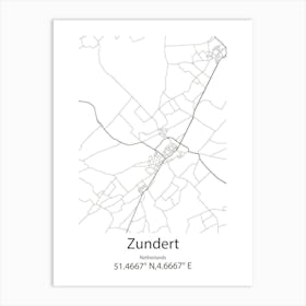 Zundert,Netherlands Minimalist Map Art Print