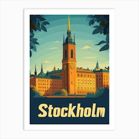 Aihrgdesign A Retro Travel Poster For Stockholm Featuring The 71a2f69c F791 42af 820e 0ab9b0d8fcf6 1 Art Print