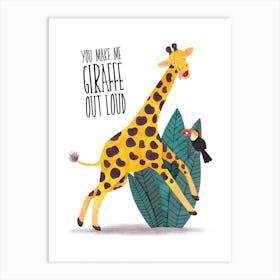 Laughter quote Giraffe Fy Art Print