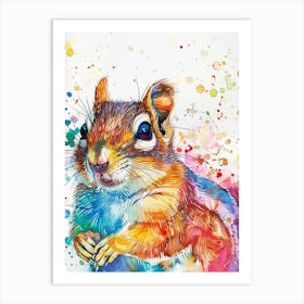 Chipmunk Colourful Watercolour 4 Art Print