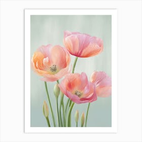 Bunch Of Tulips Flowers Acrylic Painting In Pastel Colours 3 Art Print