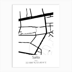 Saito,Japan Minimalist Map Affiche