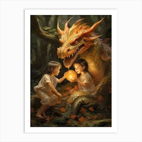 Peaceful Dragon And Kids 5 Art Print