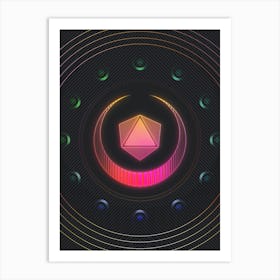 Neon Geometric Glyph in Pink and Yellow Circle Array on Black n.0253 Art Print