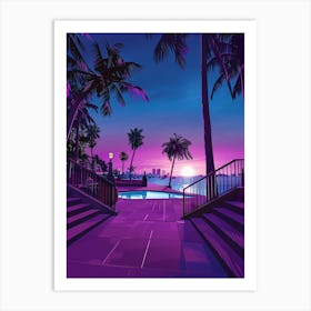 Beach Scene At Sunset Art Print