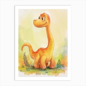 Cute Cartoon Amargasaurus Dinosaur 2 Art Print