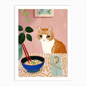 Cat And Ramen 3 Art Print