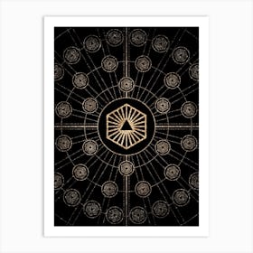 Geometric Glyph Radial Array in Glitter Gold on Black n.0141 Art Print