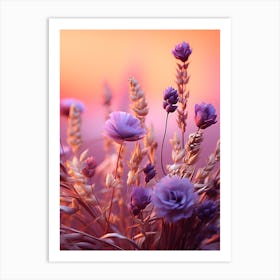 Purple Flowers At Sunset Art Print